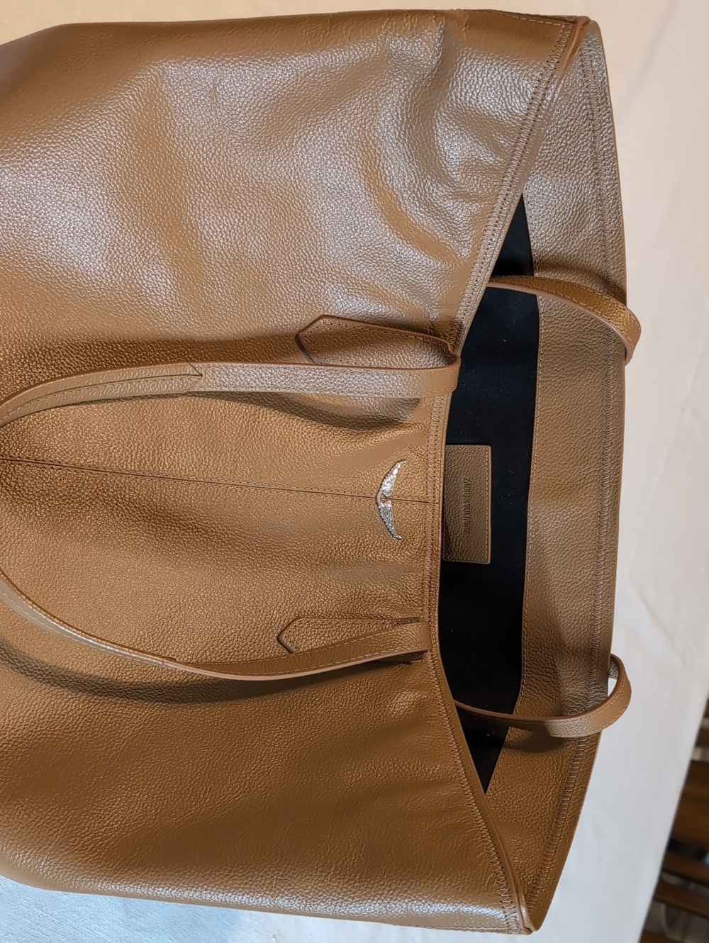 Zadig & Voltaire Large Tan Pebbled Leather Tote